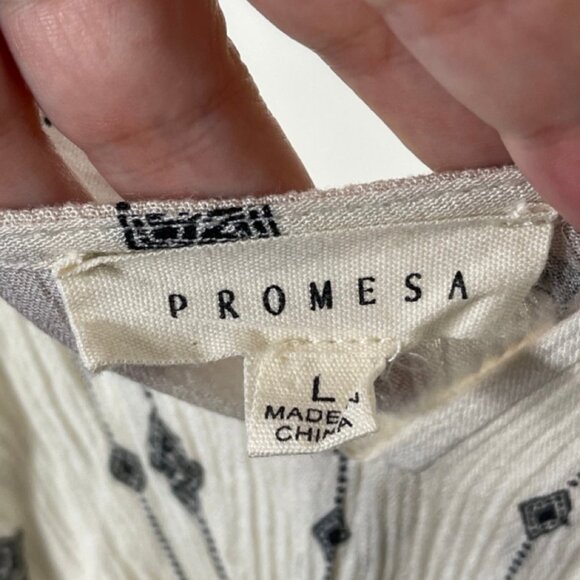 PROMESA | Black & White Lightweight Split Front Maxi Dress | Size L - Picture 7 of 11